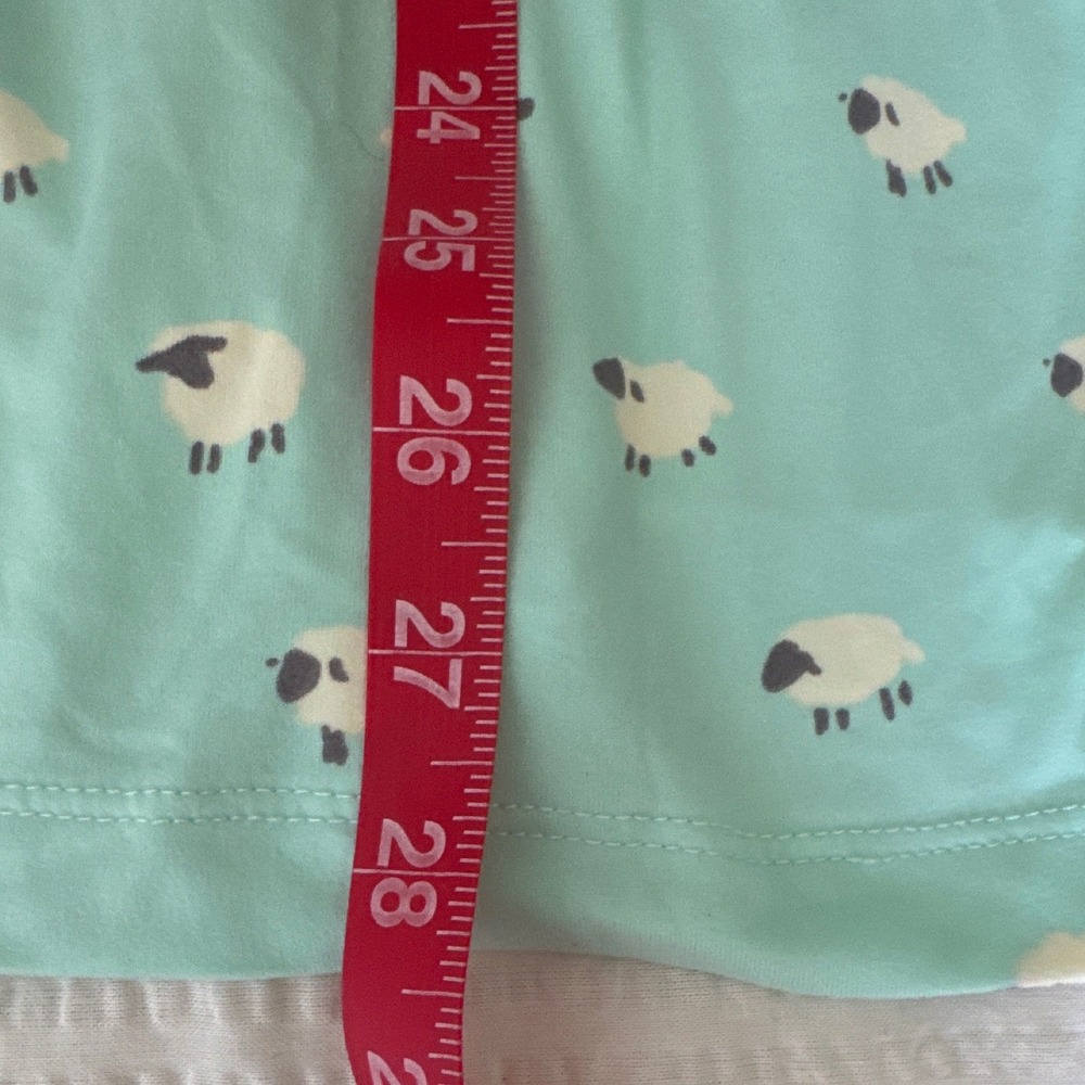 Munki Munki Pajama Set Womens XL Mint Green Sheep Print Short Sleeve Crop Pants - Picture 9 of 9